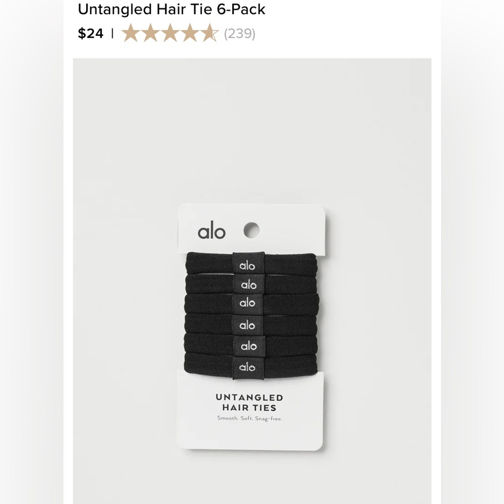 ALO Yoga Black Hair Ties (3 SETS/ 6 HAIR TIES PER SET) - Picture 5 of 5